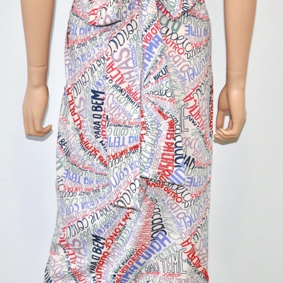ISABELA CAPETO Portuguese Word Print Beaded Halter Dress - Sz M - Picture 10 of 11